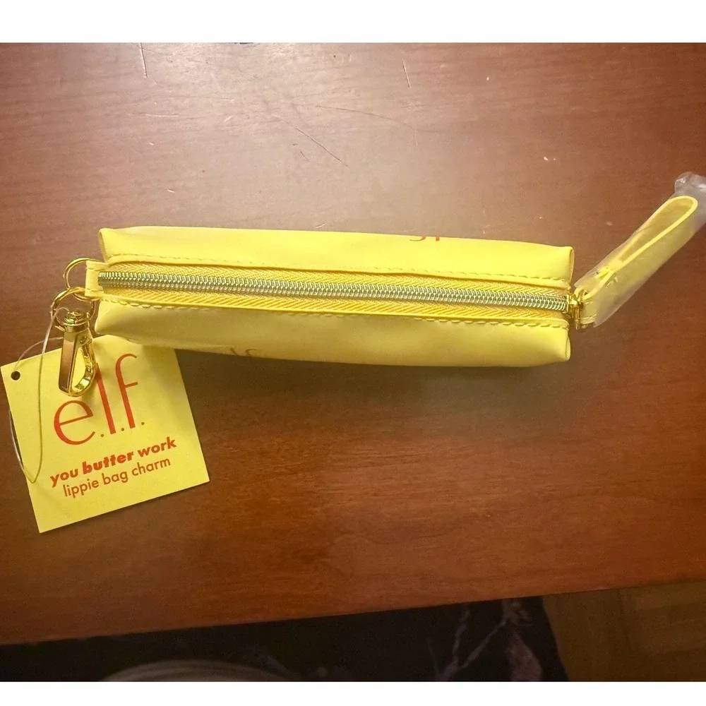 e.l.f. You Butter Work lippie bag charm yellow stick NEW mini makeup pouch - Picture 4 of 8